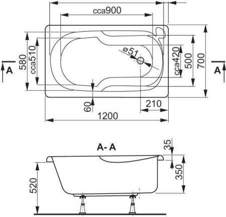 Ванна Vagnerplast Nike VPBA127NIK2E-04 120x70 см акриловая