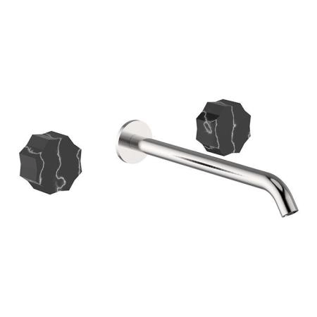 Cisal X32 Смеситель для раковины, настенный, цвет: Brushed Stainless Steel/Marble Marquina