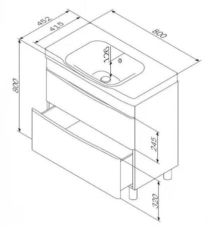 Тумба под раковину Am.Pm Like M80FSX0802WG 80 см напольная,цвет белый глянец