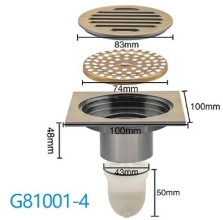 Душевой трап Gappo G81001-4 бронза 100x100мм