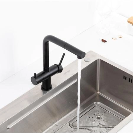 Смеситель GAPPO G4397-76 для кухни с выдвижным изливом и подключением фильтра, черный