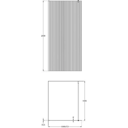 Душевая перегородка Kerama Marazzi CRISTALLO КРИСТАЛЛО CT.100.WI.BLK.M с рифленым стеклом, 100х210, матовый черный