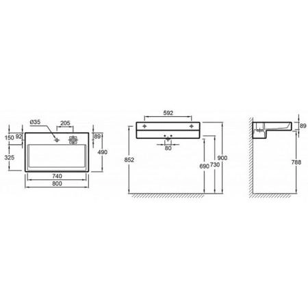 Раковина Jacob Delafon TERRACE EXD112-00 80 см подвесная