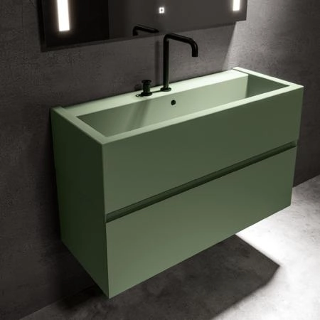 Kerasan Kanaal Раковина подвесная 100х40х25см., с 2 отв., цвет: Matt green
