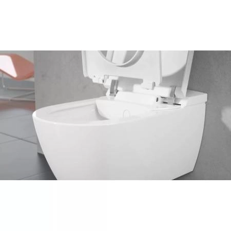 Villeroy&Boch Viclean Унитаз-биде 38.5х59.5х36см., подвесной, в комплекте с сиденьем, покрытие CeramicPlus, цвет: альпийский белый