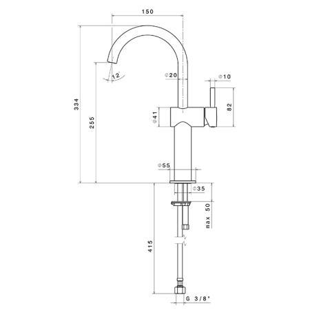 Newform Blink Смеситель для раковины, 1 отв., высокий, цвет: PVD copper bronze
