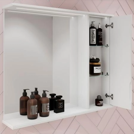 Зеркало-шкаф Volna Adel 80 правый белый глянец