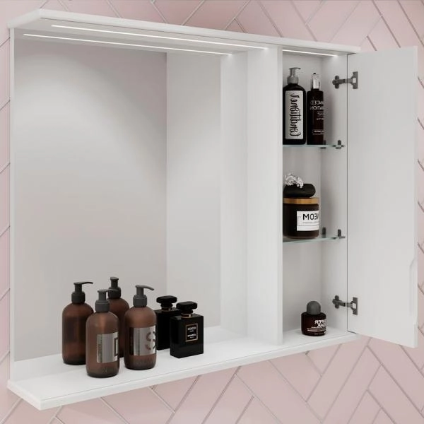 Зеркало-шкаф Volna Adel 80 правый белый глянец