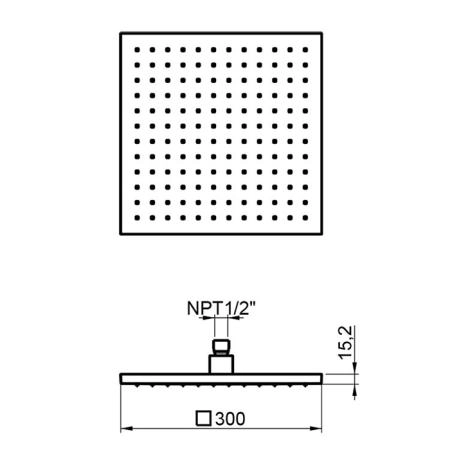 Almar 316 Stainless Steel Верхний душ 30.3х30.3см., без держателя, цвет: нержавеющая сталь брашированная AISI 316