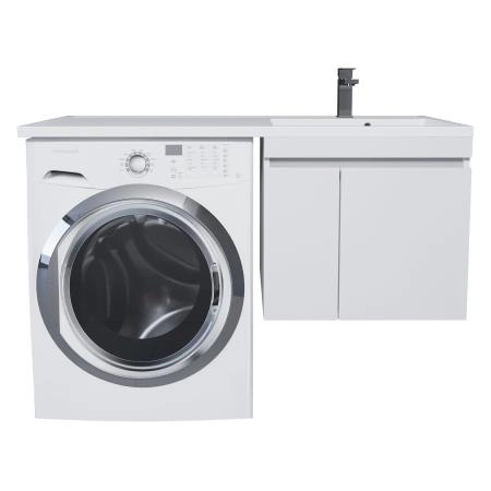 Тумба с раковиной под стиральную машину Uperwood Magenta 120 см, подвесная, белый матовый, с дверцами, правая