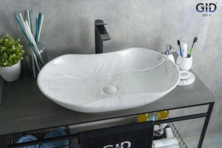 Раковина Gid Mnc503H012 67x41 на столешницу камень глянцевая