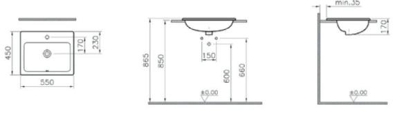 Vitra S20 5465B003-0001 раковина раковина врезная сверху 55 см
