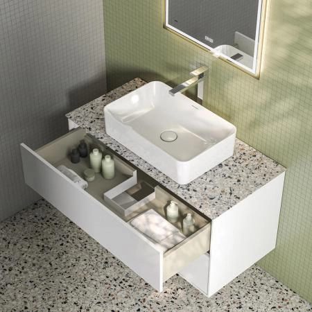 Тумба Plaza Modern/Плаза Модерн подвесная 100, нажимное открывание, 2 ящика, белая матовая