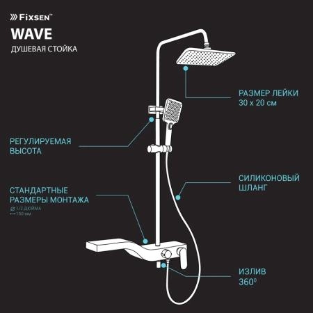 Душевая система FIXSEN WAVE FX-9400B, черная+золото