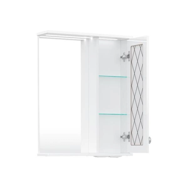 Зеркало-шкаф с LED подсветкой Volna Milena 55 правое белый глянец