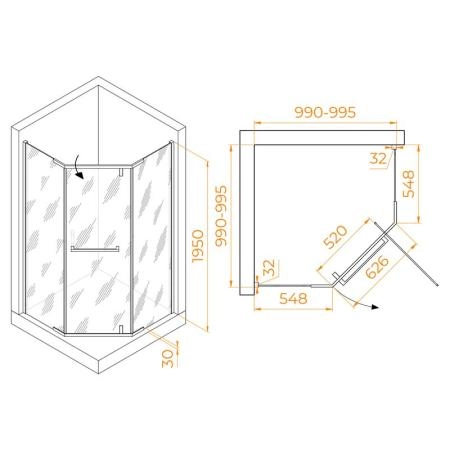 Душевой уголок RGW HO-081 Hotel 100x100 Хром прозрачное