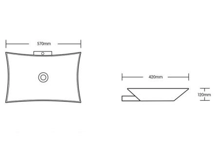 Раковина Cerutti SPA CR7078 накладная, белая, 4 острых угла 570х420х120