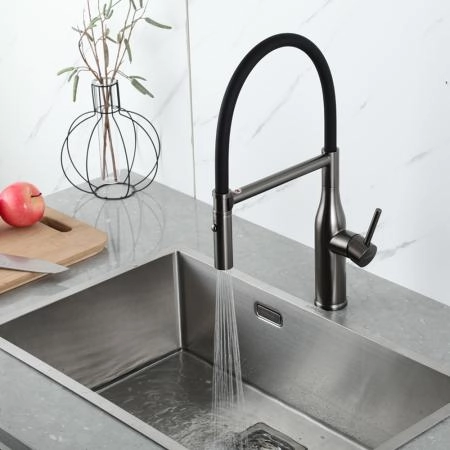 Смеситель GAPPO G4098-29 для кухни с гибким изливом, оружейная сталь