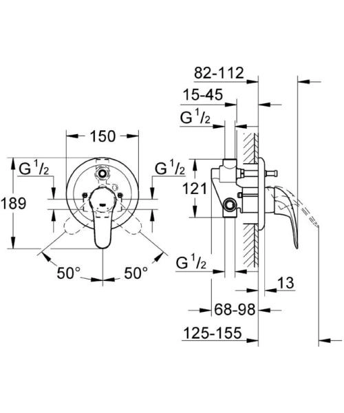 Смеситель Grohe Euroeco 32747000 для ванны, встраиваемый, включает встроенный механизм
