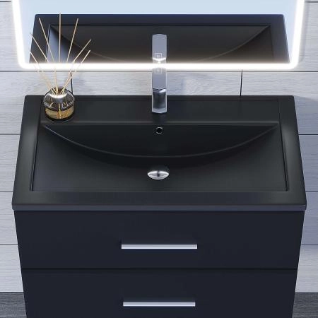 Раковина кварцевая Uperwood Foster Quartz 80 см, черная матовая, космос