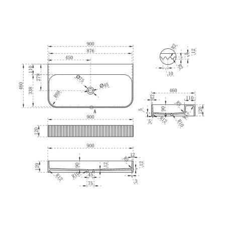 Раковина Vincea VWB-6SG90MW, 900*460*120, подвесная, цвет белый матовый искусственный камень