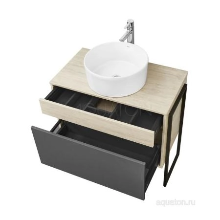 Тумба под раковину AQUATON Лофт Урбан 80 серый графит, дуб орегон 1A247601LQX60