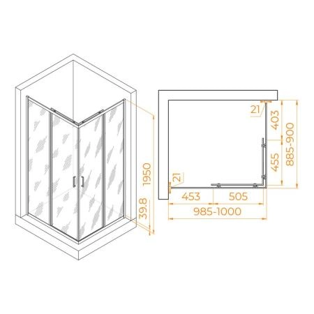 Душевой уголок RGW PA-040 Passage 90x100 Хром прозрачное