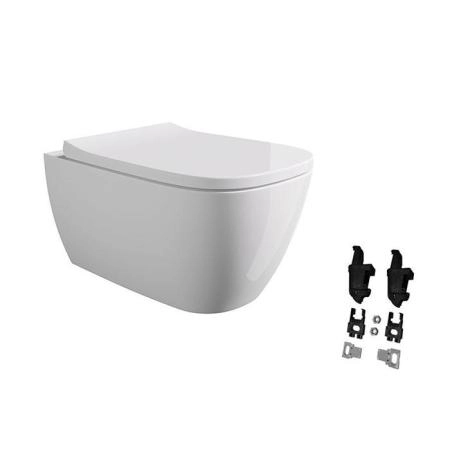 Alice Wunder Унитаз 53х31см., подвесной, безободковый, смыв aliflush+, с сиденьем и крышкой с микролифтом, с креплением Fischer WB-KliX, цвет: белый глянцевый