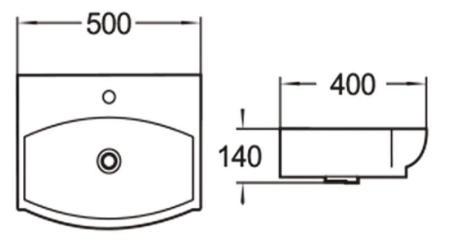 Раковина SantiLine SL-2024 50x40 на столешницу керамическая Белый