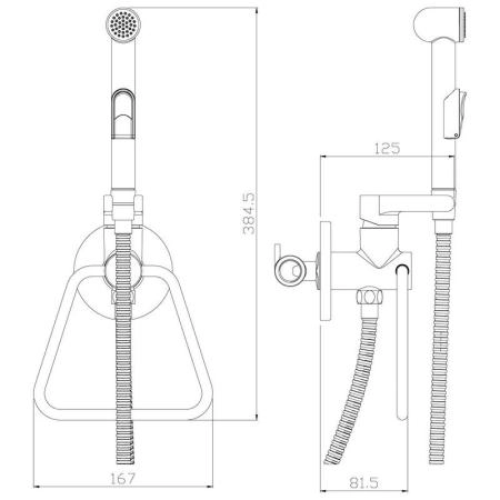 Смеситель Rossinka X25-55 с гигиеническим душем встраиваемый