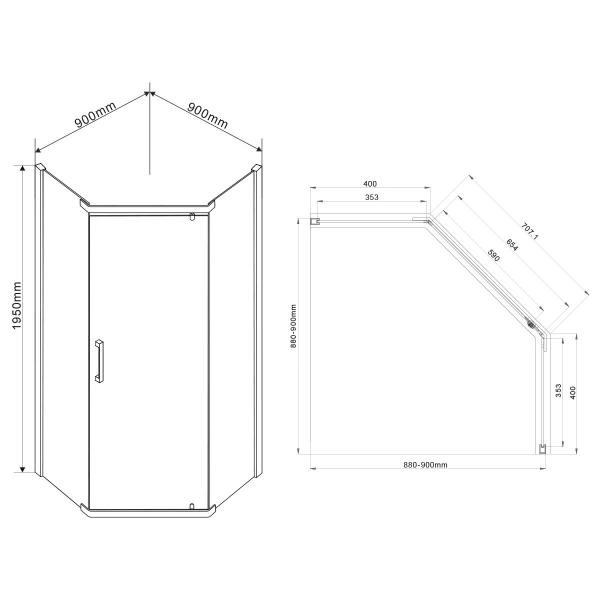 Душевой уголок Vincea Stresa VSP-1S900CLG, 900*900, брашированное золото, стекло прозрачное