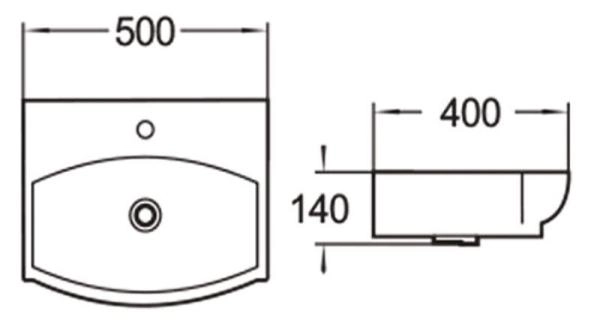 Раковина SantiLine SL-2024 50x40 на столешницу керамическая Белый