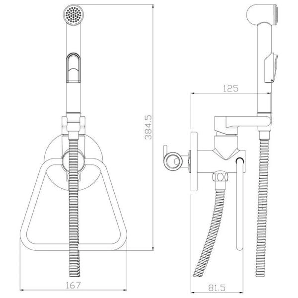 Смеситель Rossinka X25-55 с гигиеническим душем встраиваемый