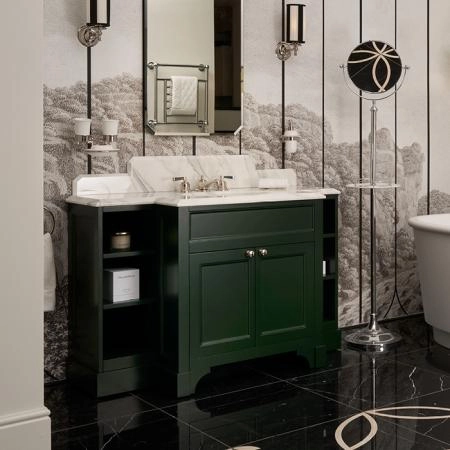 Devon&Devon Flair Тумба под раковину 128х102см., со столешницей из мрамора Calacatta Borghini и раковиной White50, цвет: English Green