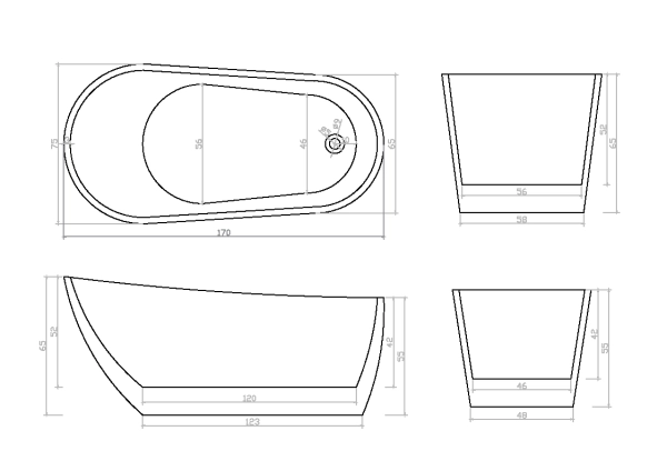 Ванна Cerutti SPA VIVA акриловая отдельностоящая (1700x750x650)
