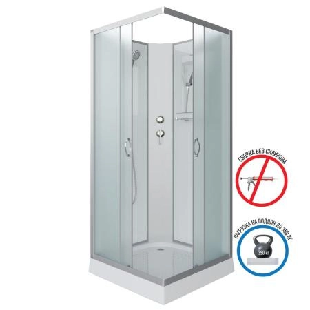 Душевая кабина Niagara NG-1101-14BK 900х900х2000 низкий поддон 13см стекло матовое с полкой