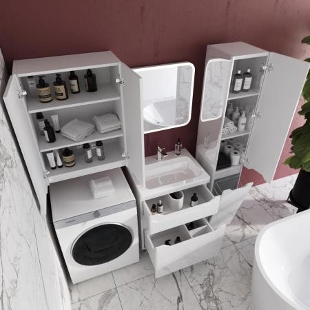 Тумба напольная Style Line Марелла 60 (2 ящ.) Люкс антискрейтч белый глянец, PLUS