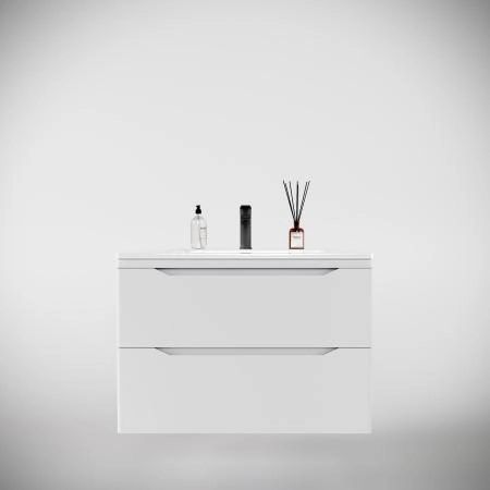 Тумба подвесная Style Line Марелла 80 (2 ящ.) Люкс антискрейтч белый матовый, PLUS