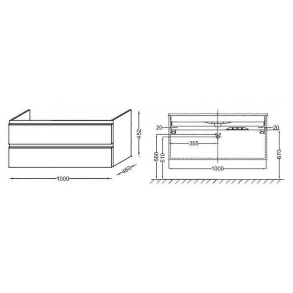 Тумба под раковину Jacob Delafon VOX EB2025-RA-E10 100 см цвет квебекский дуб