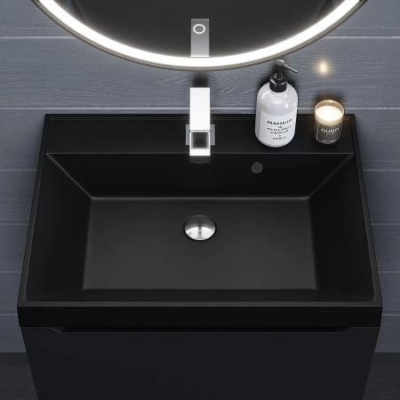 Раковина кварцевая Uperwood Classic Quartz 60 см, черная матовая, космос