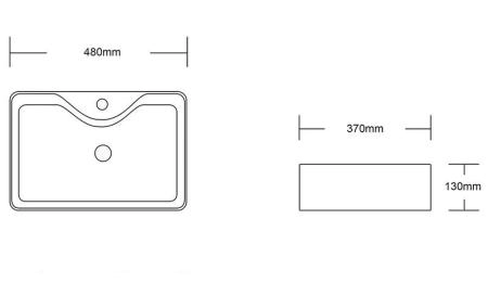 Раковина Cerutti SPA CR0094 накладная, белая, прямоугольная, с ответстием под смеситель 520х420х150