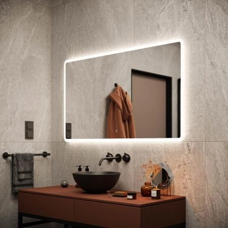 Зеркало SANCOS ARCADIA AR1200 120x70x3 белый светодиодная подсветка, диммируемый сенсорный выключатель, пластиковый светопропускающий короб