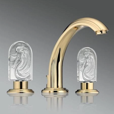 THG Naïade Смеситель для раковины на 3 отверстия, с донным клапаном, цвет: Soft gold
