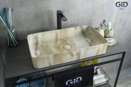 Раковина Gid Mnc596 60x34 на столешницу камень глянцевая