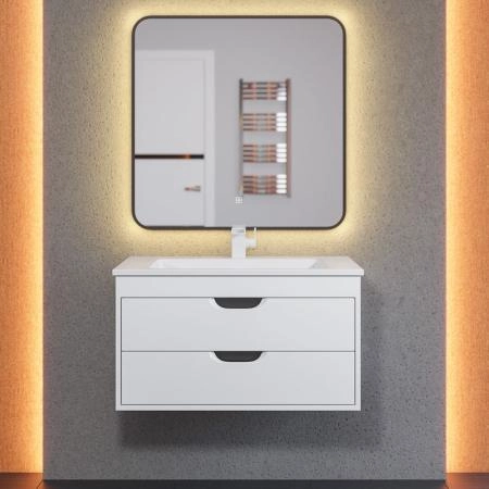 Тумба под раковину для ванной Uperwood Modul 80 см, подвесная, матовая, белая/графит