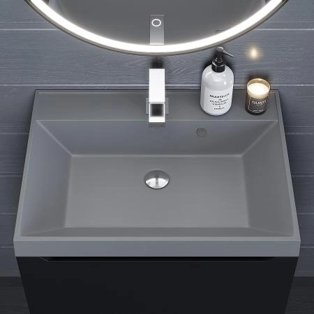 Раковина кварцевая Uperwood Classic Quartz 60 см, серая матовая, бетон