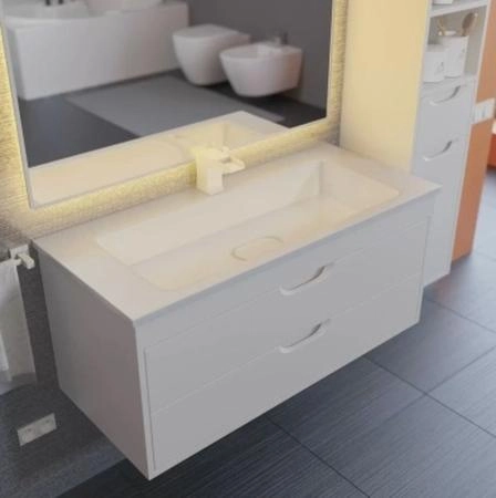 Тумба с раковиной для ванной Uperwood Modul 100 см, подвесная, глянцевая, белая