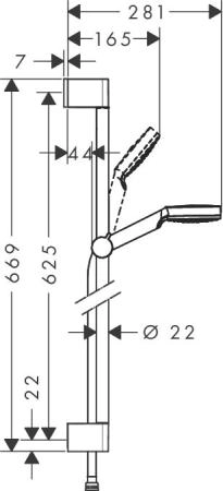 Душевой гарнитур Hansgrohe Crometta 1jet, 0,65 м 26533400 хром-белый