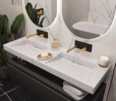Столешница моноблок Boheme FLAT CALACATTA (1410*452*80) 859-140-CLCT
