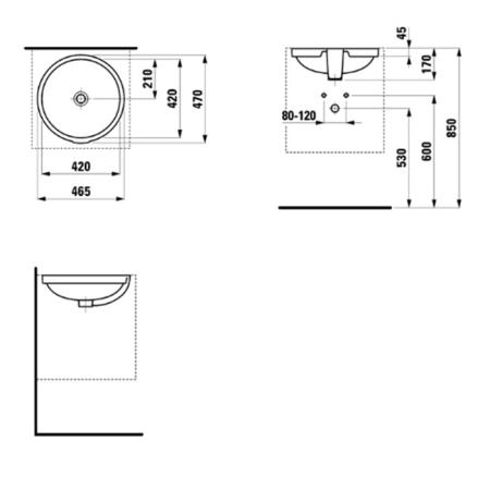 Laufen Pro Раковина 42x42x12см, встраиваемая снизу, без отверстия, цвет: белый